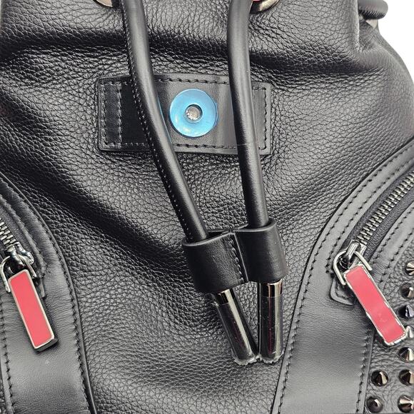 Christian Louboutin Explorafunk Black Calf Leather Studded Backpack Silver Spike main image 8